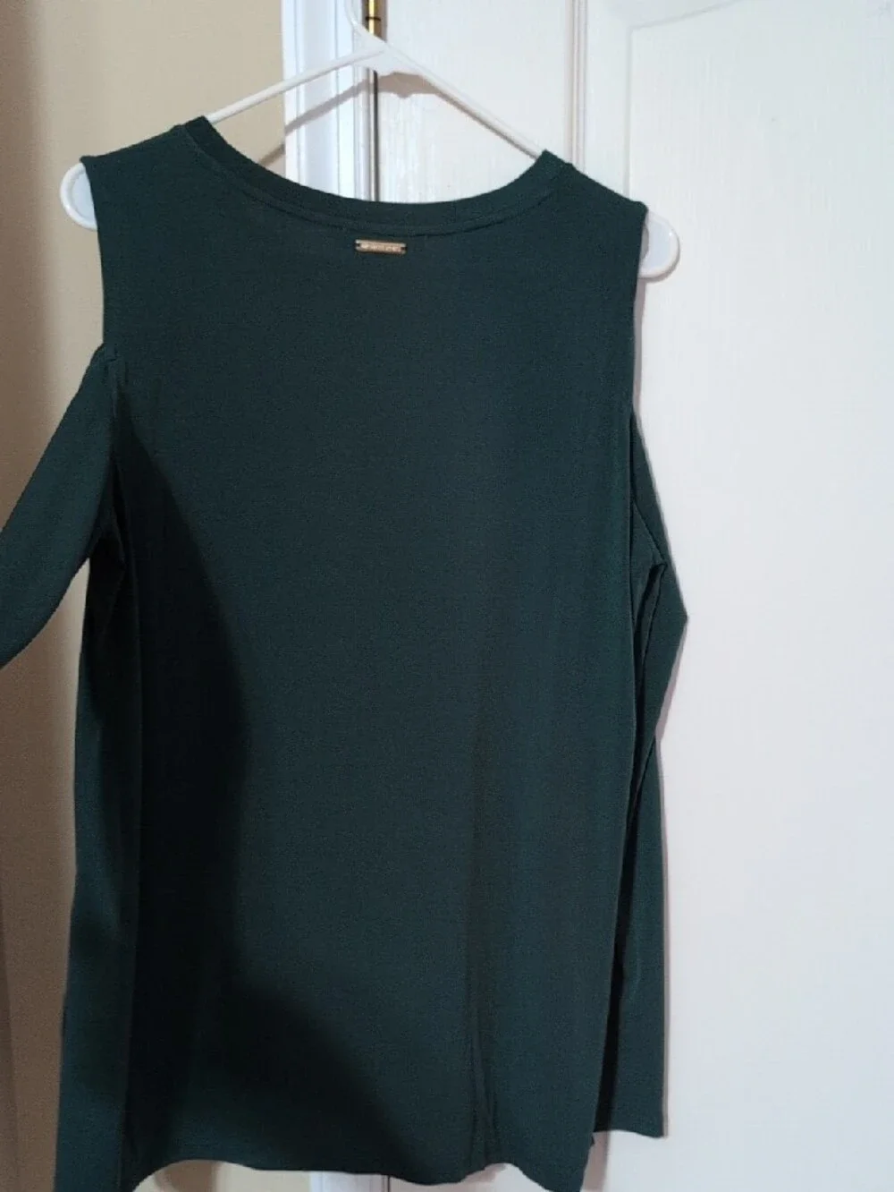 Michael Kors Dark Green Cold-Shoulder Long Sleeve Shirt